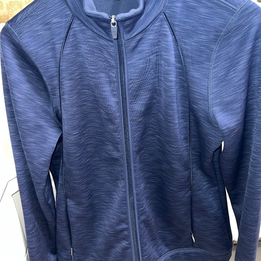 Talbots Blue Full Zip Lightweight Fleece Jacket; Size Petite Medium